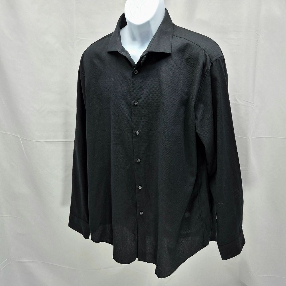 NWOT Calvin Klein Men's 17 34/35 Slim Fit Stretch Black Dress Shirt